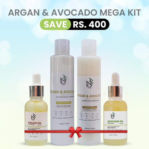 Argan and Avocado Mega Kit (Shampoo, Conditioner, Oils)