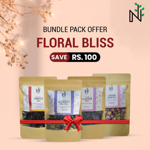 Buy Floral Bliss from The Nature's Store at the Best Prices online in Pakistan, Quick Delivery and Easy Returns only at The Nature's Store, Best organic and natural Herbal Tea and Digestion & Weight Management, Exclusive Bundles (% OFF), Skin & Hair, Stress & Anxiety in Pakistan, 