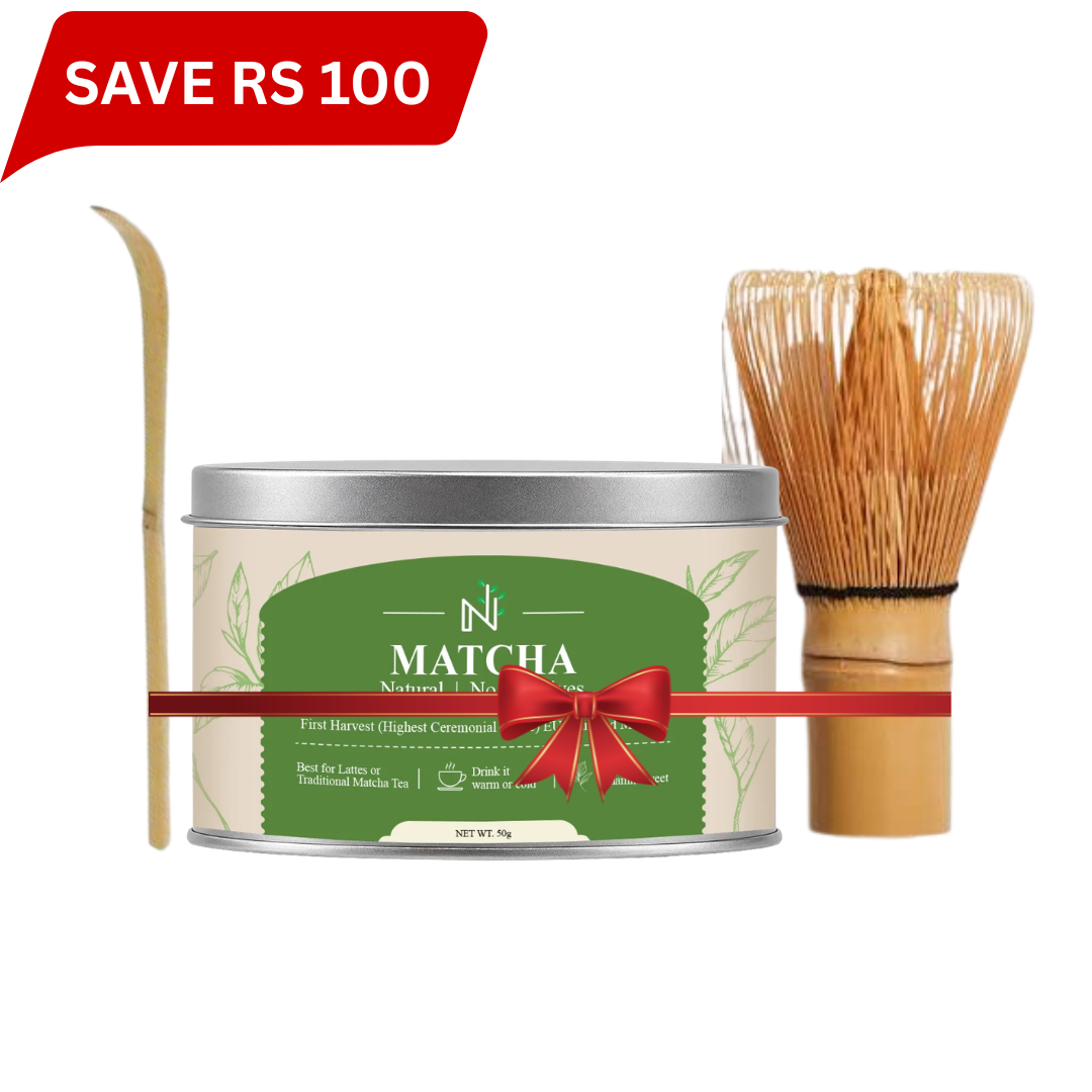 Matcha Powder - High Grade) + Bamboo Whisk & Spoon