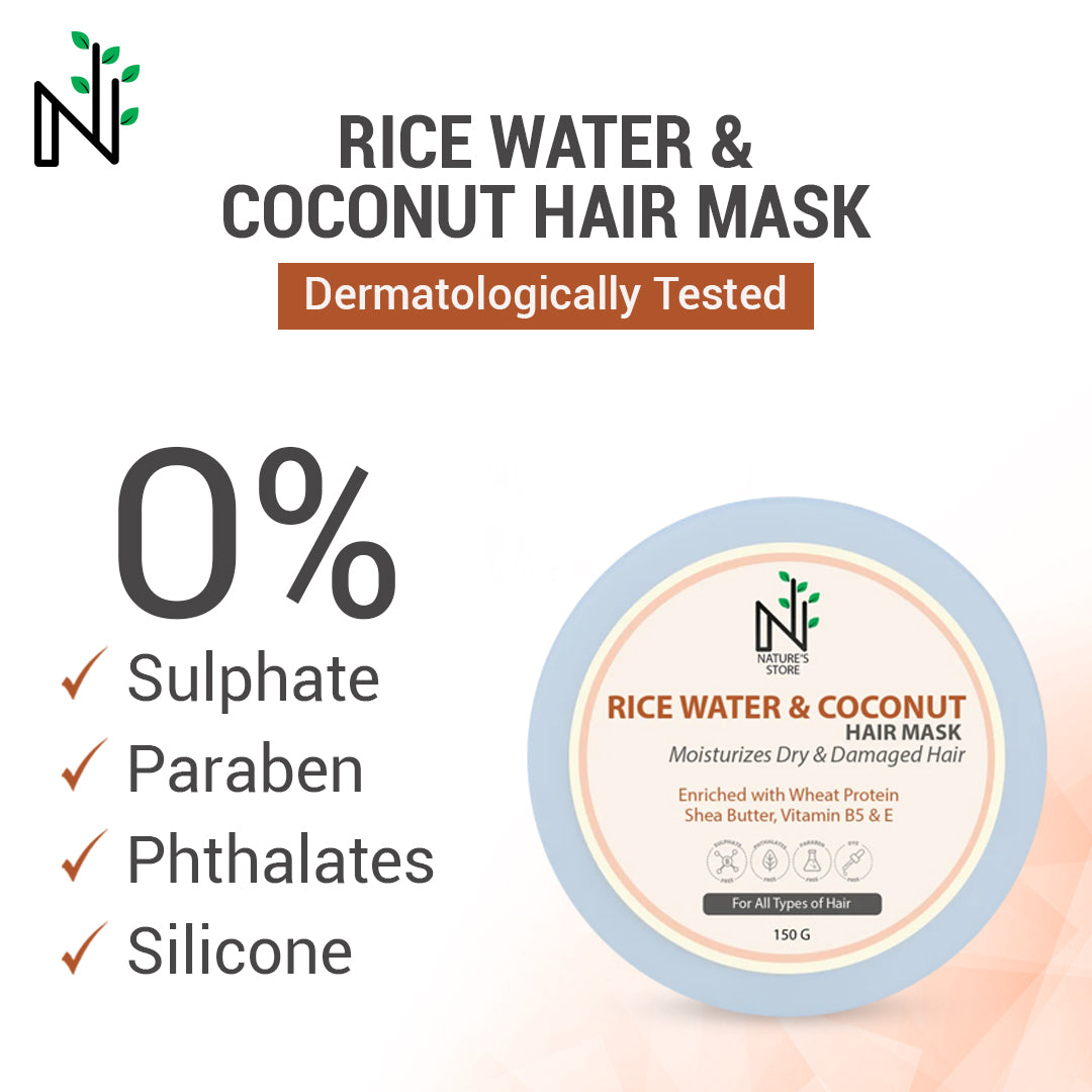 Rice Water and Coconut Hair Mask (with Vitamins & Proteins)