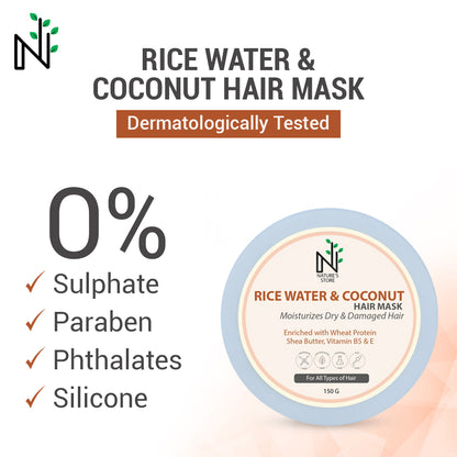 Rice Water and Coconut Hair Mask (with Vitamins & Proteins)