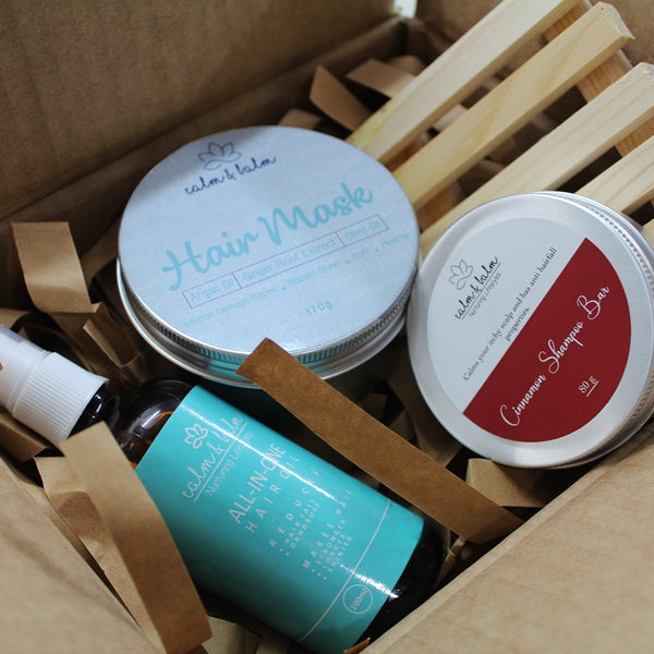 Buy Hair Care Bundle - Calm and Balm from Calm and Balm at the Best Prices online in Pakistan, Quick Delivery and Easy Returns only at The Nature's Store, Best organic and natural Gift Box in Pakistan, 