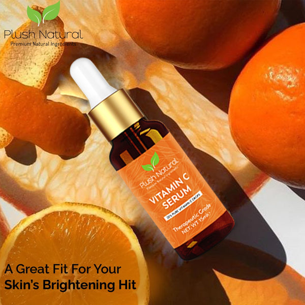 Buy Vitamin C Serum - 15 ML from Plush Natural at the Best Prices online in Pakistan, Quick Delivery and Easy Returns only at The Nature's Store, Best organic and natural Face Serum & Oil and Anti Aging, Brightening, Dark Spots, Glow, Pigmentation, Whitening in Pakistan, 